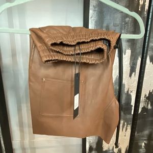 Brown faux leather shorts